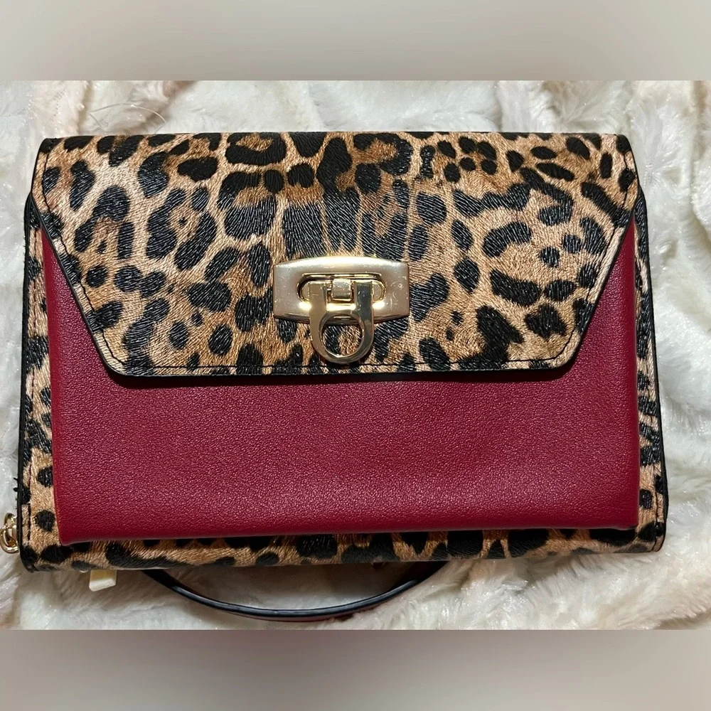 Isabelle Vegan Leather animal print crossbody NWT